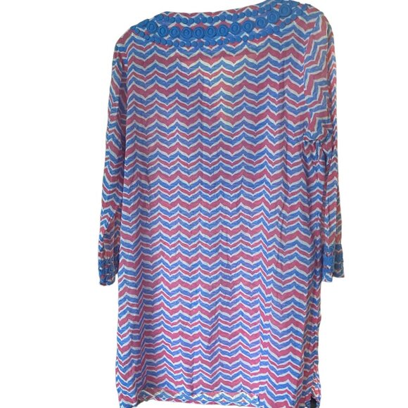 Vineyard Vines Whale Tail Chevron Swimsuit Cover-Up Size M - Picture 3 of 9